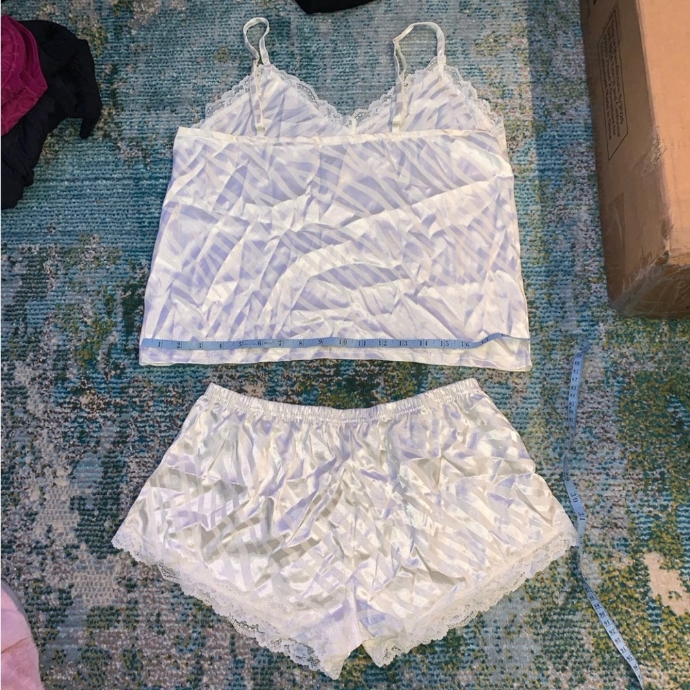 Rachel Zoe White Satin Lace Pajama Set